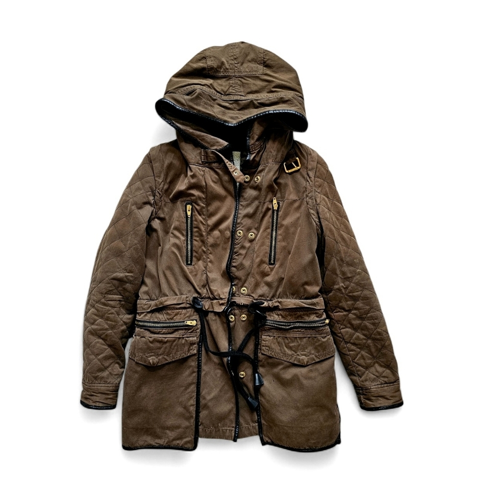 Zara Khaki (Green Undertone) Military Style Quilted Outerwear XS 2010 *READ